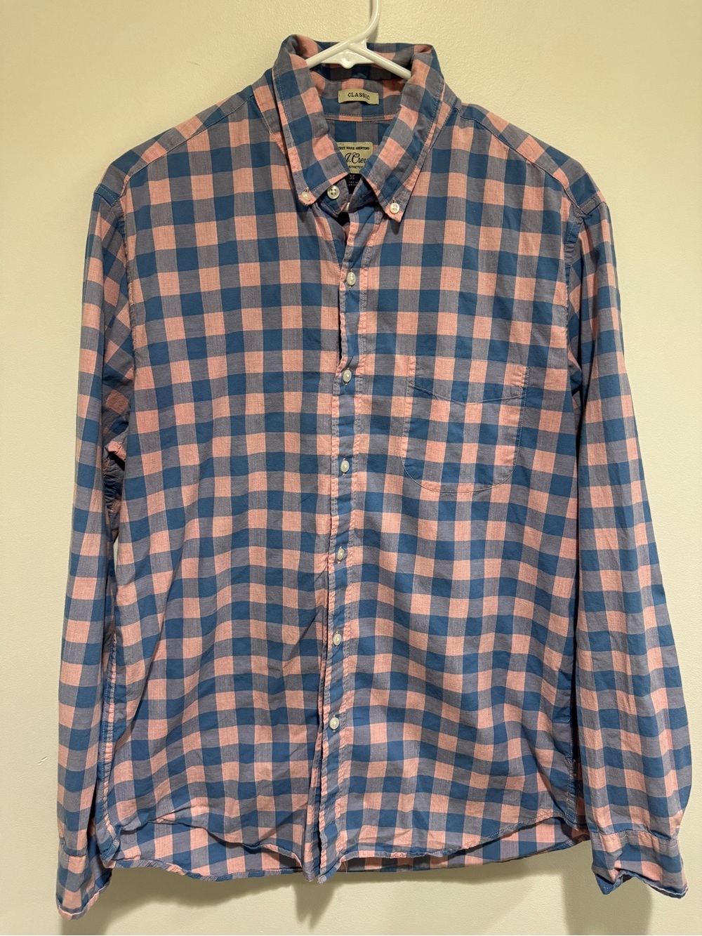 J. Crew Pink and Blue Plaid Button-Down Shirt